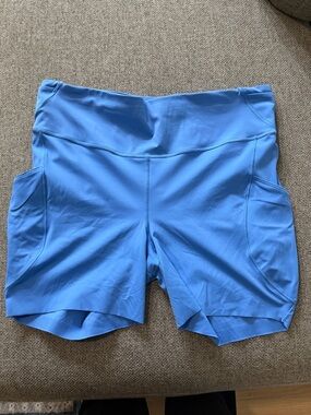 lululemon athletica Light Blue High-Waist Athletic Shorts with Side Pockets
